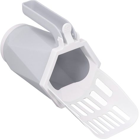 Pelle à litière pour chat 3 en 1 avec sac et bac intégrés, pour la maison et l'extérieur, gris. (1/5)