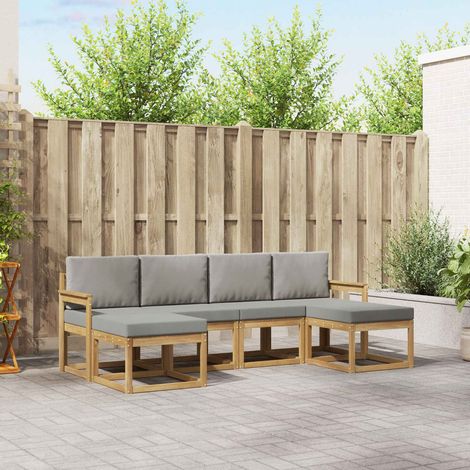 vidaXL Conjunto de sofás de exterior 6 uds. Blanco y Gris Claro (1/5)