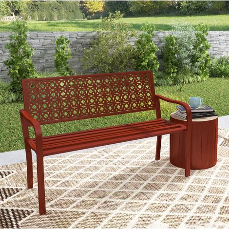 2-Sitzer Gartenbank aus Stahl, 127 x 63 x 85 cm, rot (1/5)