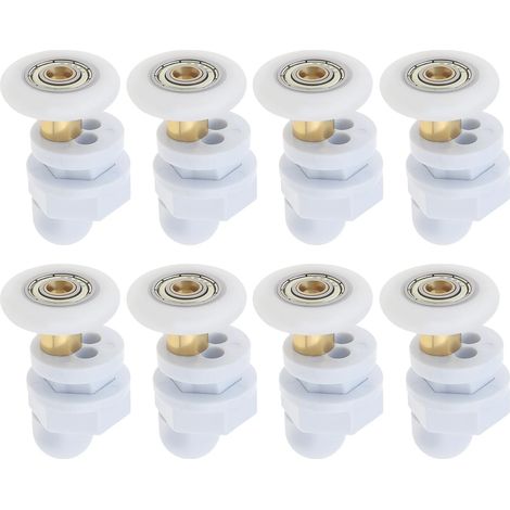 8pcs Rouleaux de Porte de Douche Salle de Bain Poulies de Porte Coulissantes en Verre Roues de Rechange Ultra silencieuses Roues 25mm de Diamètre pour Porte de Douche Hammam (1/5)