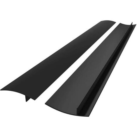 Cache-espaces pour cuisinière et comptoir de cuisine (63 cm, lot de 2) - Résistant à la chaleur - Scelle les espaces entre la cuisinière et le comptoir - Facile à nettoyer - Noir (1/5)