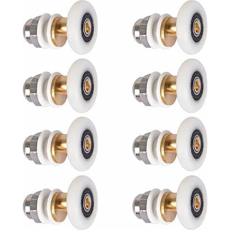 Roulette Porte Douche,Roulettes de Porte Coulissante Cabine de Douche Porte Poulies Roue de Rechange pour Rouleau avec Diamètre de Roues 27mm,8 Pièces (1/5)