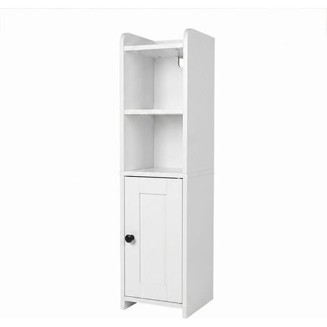 Levede Bathroom Cabinet Slim Corner Storage Adjustable Shelves PB MDF White (1/5)