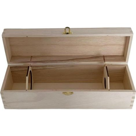 Caisse en sapin naturel pour 1 bouteille, 35,5 x 10 x 10 cm (lot de 5)