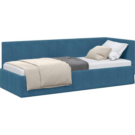 Estructura de cama en esquina Azul 80 cm x 200 cm Terciopelo vidaXL