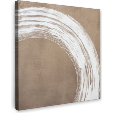 TABLEAU SUR TOILE Peinture - Marron - Japandi Tableau Chambre Adulte 90x90 cm