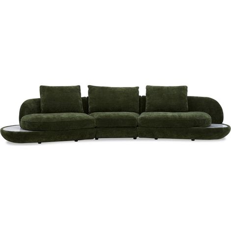 Deco In Paris – Canapé droit 4 places en velours tissé vert olive – Confort moelleux avec grands coussins – Design moderne et accueillant (1/5)