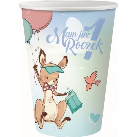 Vasos de papel para niños de un año - Canguro, 6 unidades.