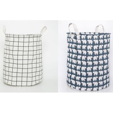 2x Cestas de ropa plegables de algodón y lino - 33 x 33 x 43 cm (1/4)