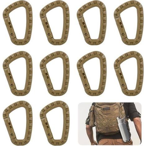 Pack of 10 plastic carabiners, tactical carabiners, small carabiners, climbing clips (1/5)