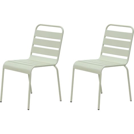 Lot de 2 chaises de jardin en métal beige - BACA (1/5)