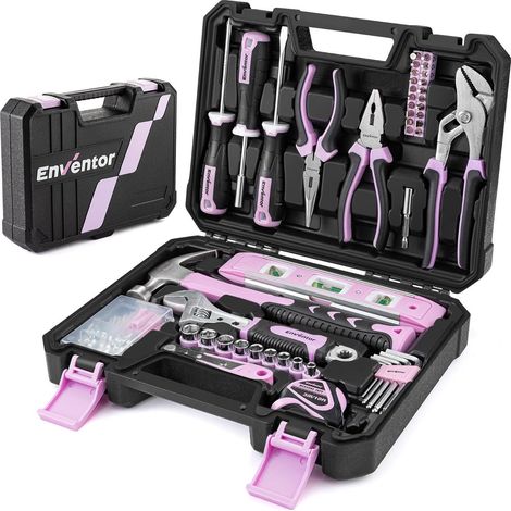 Werkzeugkoffer Werkzeugset Handwerkzeug 158 Tlg Frauen Rosa-158 Tlg (1/5)