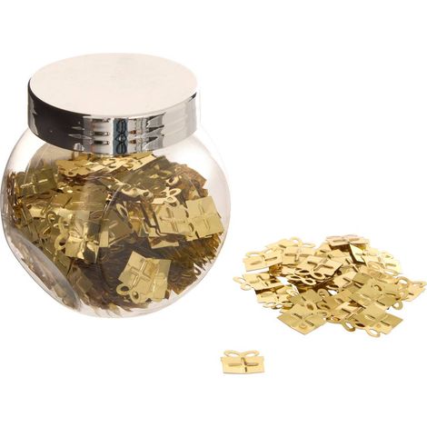 Glas mit glänzenden Tischdeko-Accessoires in Gold - Geschenk