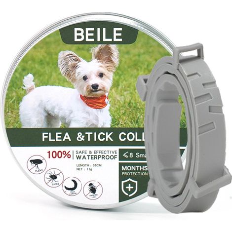 Collier pour chien 1 pièce collier anti-insectes et anti-puces pour chiens (petit chien 18 kg 38 cm, gris) collier anti-insectes et anti-puces (1/2)