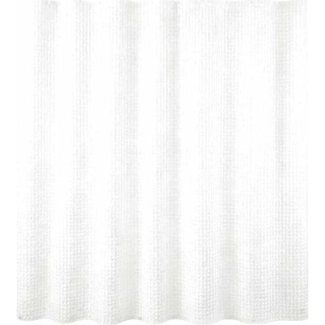 Rideau de douche blanc, imperméable, en tissu antibactérien, lavable en machine, avec plusieurs crochets, décoration de salle de bain, 180 x 200 cm