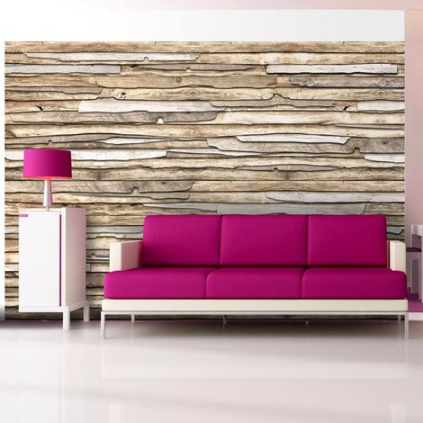 Papier peint puzzle de bois - 350 x 245 cm (1/4)
