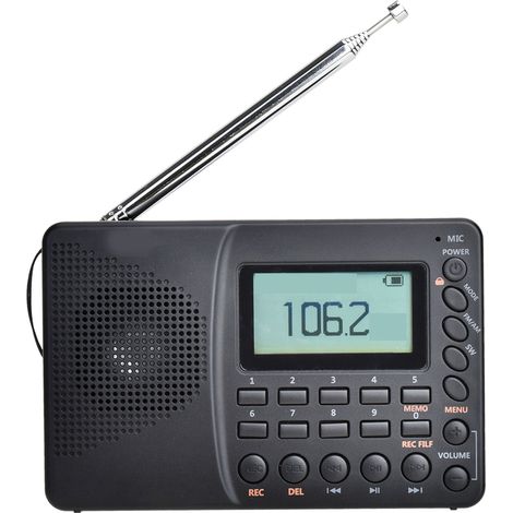 Radio Numérique Poche Bluetooth MP3 avec Carte Mémoire, Enregistreur, FM AM SW, Lecteur Audio Portable pour Personnes Âgées (1/5)