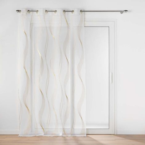 Paris Prix – Rideau voilage à œillets 140x240cm en polyester – Finition en voile sablé – Couleur or – Résistant aux plis et durable (1/5)