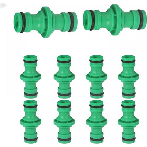 Conector de 1/2" - Doble enchufe - Conector para manguera de jardín - Para conectar mangueras, herramientas de jardín y tuberías (10 unidades) (1/5)