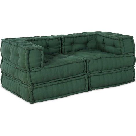 Modular Sofa 2 pcs Green 70 x 70 x 56 cm Fabric vidaXL (1/4)