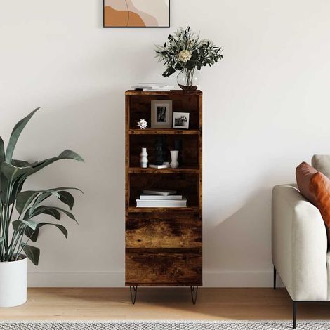 Highboard Räuchereiche 40x36x110 cm Holzwerkstoff