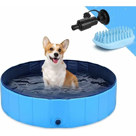 Piscine Pliable pour Chiens Animaux de Compagnie et Enfants Baignoire Bassin de Baignade Pataugeoire Portable en PVC Antidérapant Tub de Chien et Chat Piscine d’Enfant et de Chien 32"x 8" (1/5)