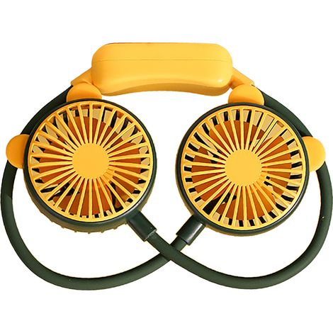 Ventilateur de cou Portable pliable, Portable, Rechargeable par USB, mains libres, Mini suspendu pour le bureau et les voyages, vert. (1/5)