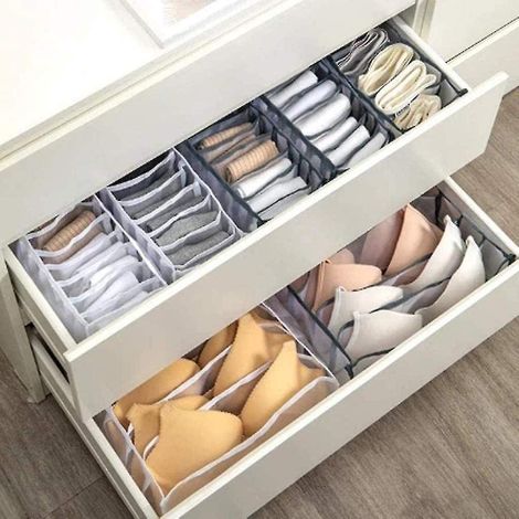 Ensemble de rangement pour sous-vêtements - Organisateur de tiroir pliable pour sous-vêtements - 11 compartiments - Blanc