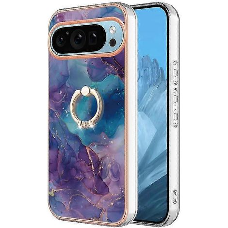Doppelseitig galvanisiertes Marmor-Handycase mit Ringständer für besseren Halt und Eleganz. (1/4)