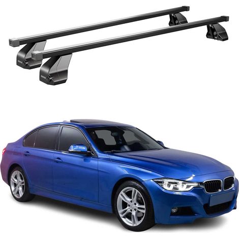 OMAC Dachträger Querträger Stahl für BMW 3er F30 Limo 2012-2019 – Abschließbar – City-Crash-getestet – DIN 75302:2019 – ISO/PAS 11154:2006 – Max. 75 kg Schwarz (1/5)