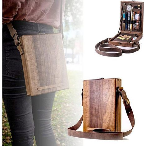 Boîte en bois - Sac bandoulière multifonctionnel en bois fait main - Sac messager - Sac à outils portable - Boîte de rangement pour (1/5)