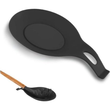 Portacucchiaio in silicone, portacucchiaio da cucina per casa, ristorante, contenitore per utensili da cucina, nero