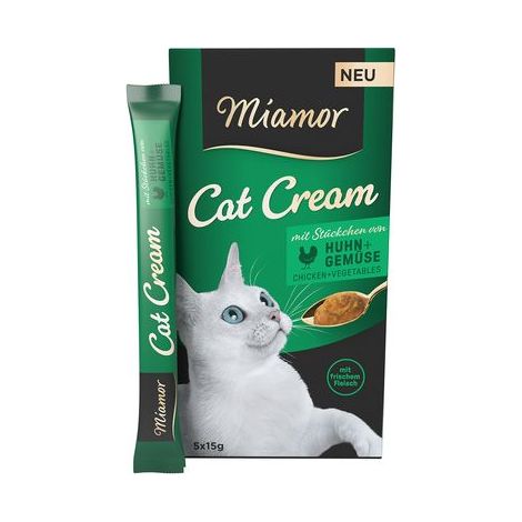 Pâtes crémeuses Miamor pour chats, à la volaille et aux légumes, un régal pour les chats, 5 x 15 g