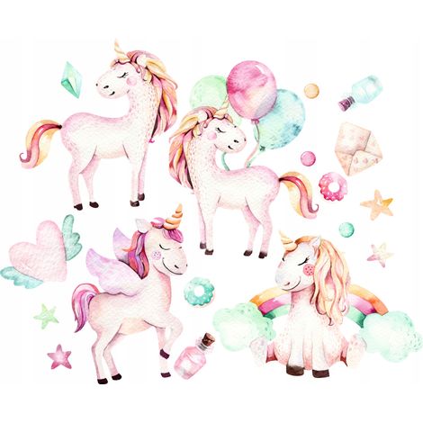 Set di adesivi decorativi per bambini - Unicorni S (1/5)