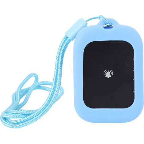 Système d'appel sans fil avec 1 récepteur, 1 touche d'appel, résistant à l'eau (IPX4), système d'alerte par vibration pour la maison, l'école et le bureau (bleu). (1/5)