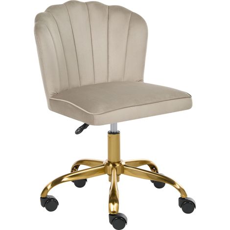 Desk Chair Taupe Velvet Swivel Base Adjustable Height without Armrests Decorative Tufting Glam Home Office VALTICELLO (1/5)