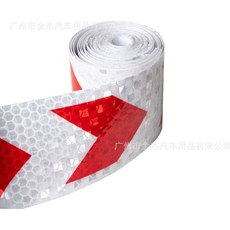 Tira adhesiva reflectante roja y blanca para advertencia en automóviles – Película de vinilo resistente a los rayos UV, recortable, de alta visibilidad. (1/5)