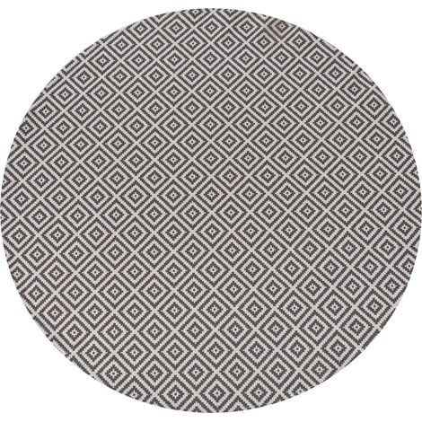 Tappeto rotondo per interni e per esterni con motivo geometrico ⌀ 120 cm Grigio Thrissur