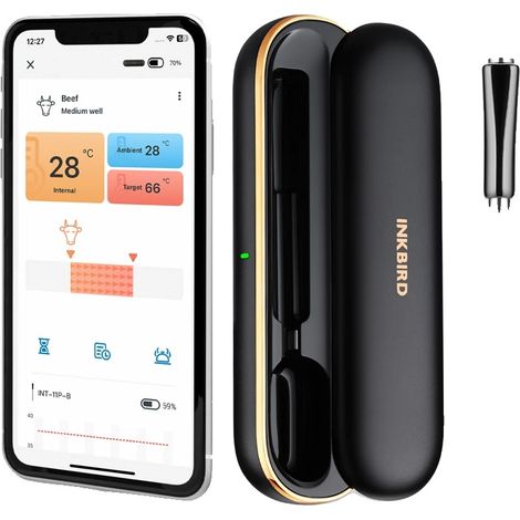 Thermomètre à viande, connectivité Bluetooth, design étanche, INT-11P-B (1/2)