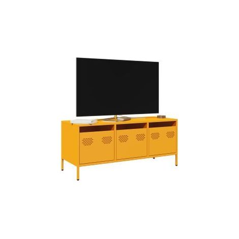 Meuble TV jaune moutarde 101,5x39x43,5 acier laminé à froid (1/5)