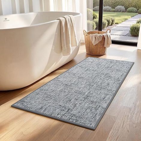 Tapis Salle de Bain Antidérapant 70x120cm, Gris (1/5)