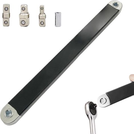 Extensor de llave acodado - Llave de extensión multifunción, llave de extensión de carraca negra (1/5)