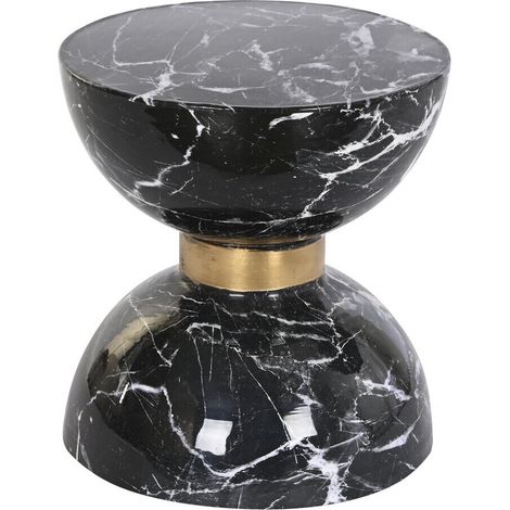 Mesita Auxiliar Hierro 33X33X35 Simil Marmol Negro MB201249 (1/3)
