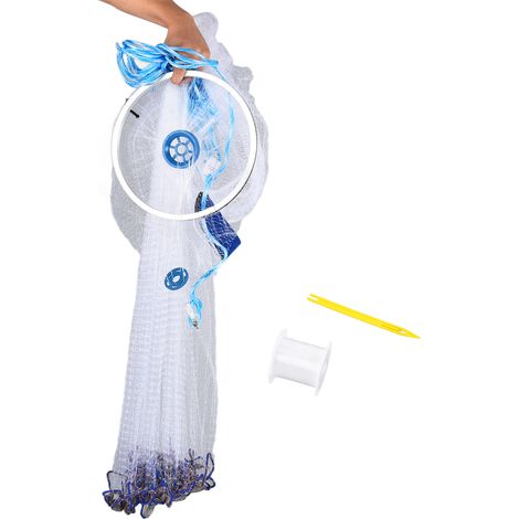 Épuisette américaine à anneau en aluminium monofilament, légère, à lancer manuel pour piscine en mer (1/5)