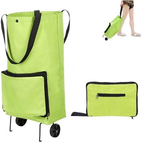 Chariot de courses pliable - Chariot de courses portable - Petit chariot - Sac de courses pliable - Chariot à roulettes - Sac de courses pliable portable avec poignée - Chariot de courses pliable à ro (1/5)