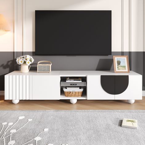 Mobile TV 180x40x41,5 cm - moderno - supporto TV - Design unico - Pannelli in truciolato e MDF - Bianco