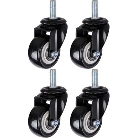 Lot de 4 roulettes pivotantes à axe de 50 mm, capacité de charge 350 kg, pour chariots, meubles et étagères d'atelier (1/4)