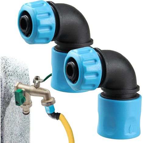 Conector para manguera de jardín, repuestos para manguera, distribuidor rápido de agua del grifo, boquilla en ángulo de 90 grados, fácil control, sistema de riego (1/5)