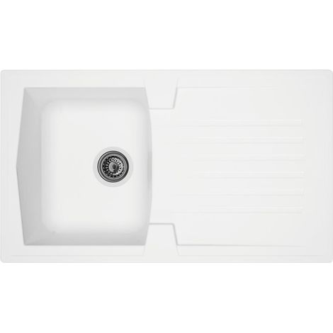 Evier à encastrer en résine Arena Moderna - Blanc - Longueur 86 cm - 1 cuve (1/3)