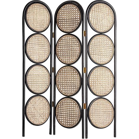 Séparateur en rotin noir pour intérieur chic - Noir et ton naturel en rotin (1/5)